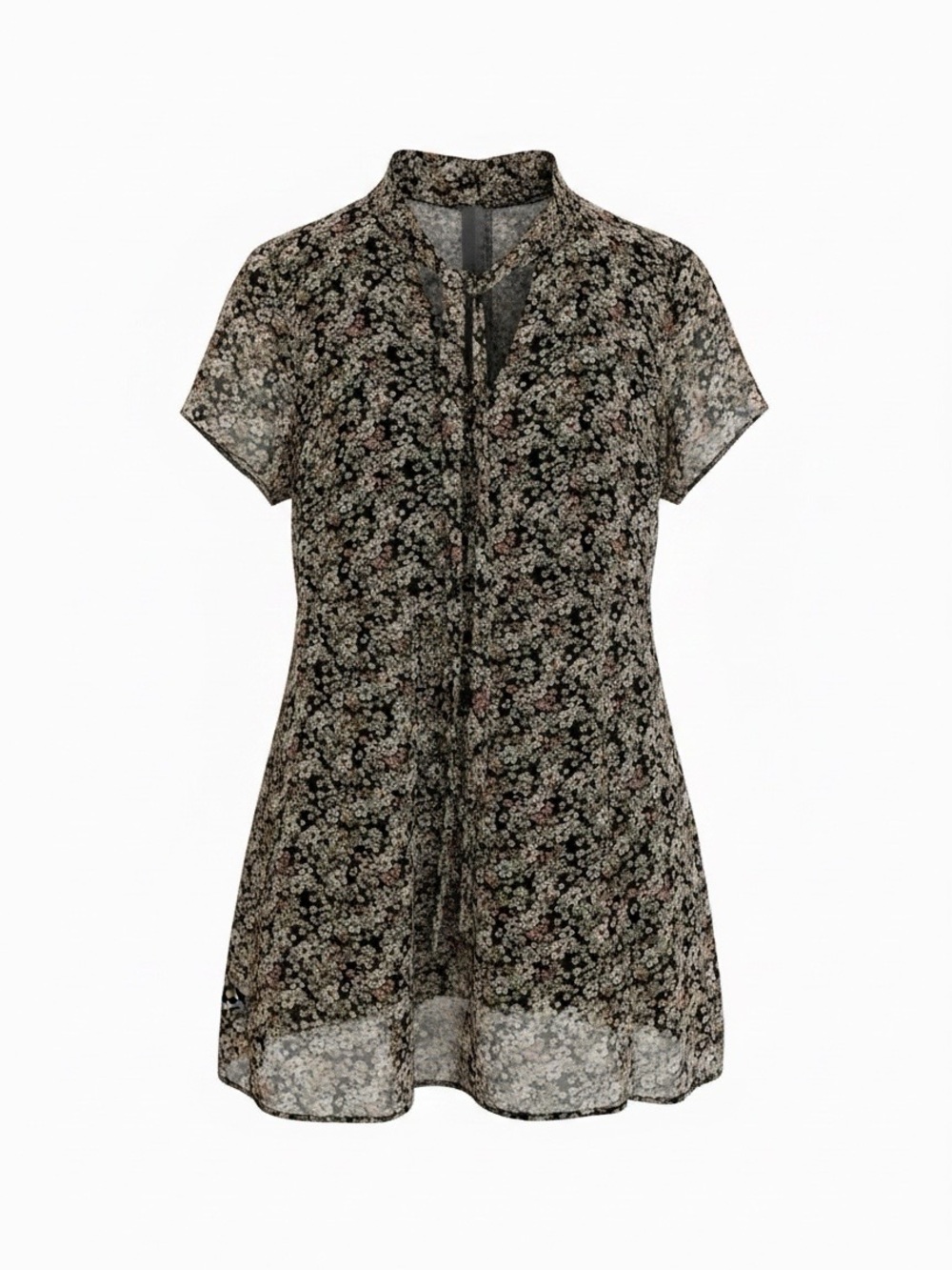 Forever 21 Floral Neck Tie Mini Flare Dress Size M